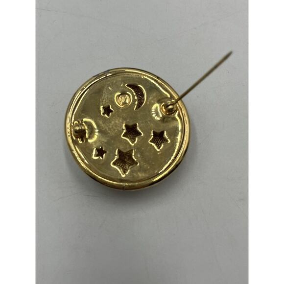 Swarovski Swan Blue Enamel Pave Crystal Star Moon Saturn Brooch & Clip Earrings - Picture 5 of 15